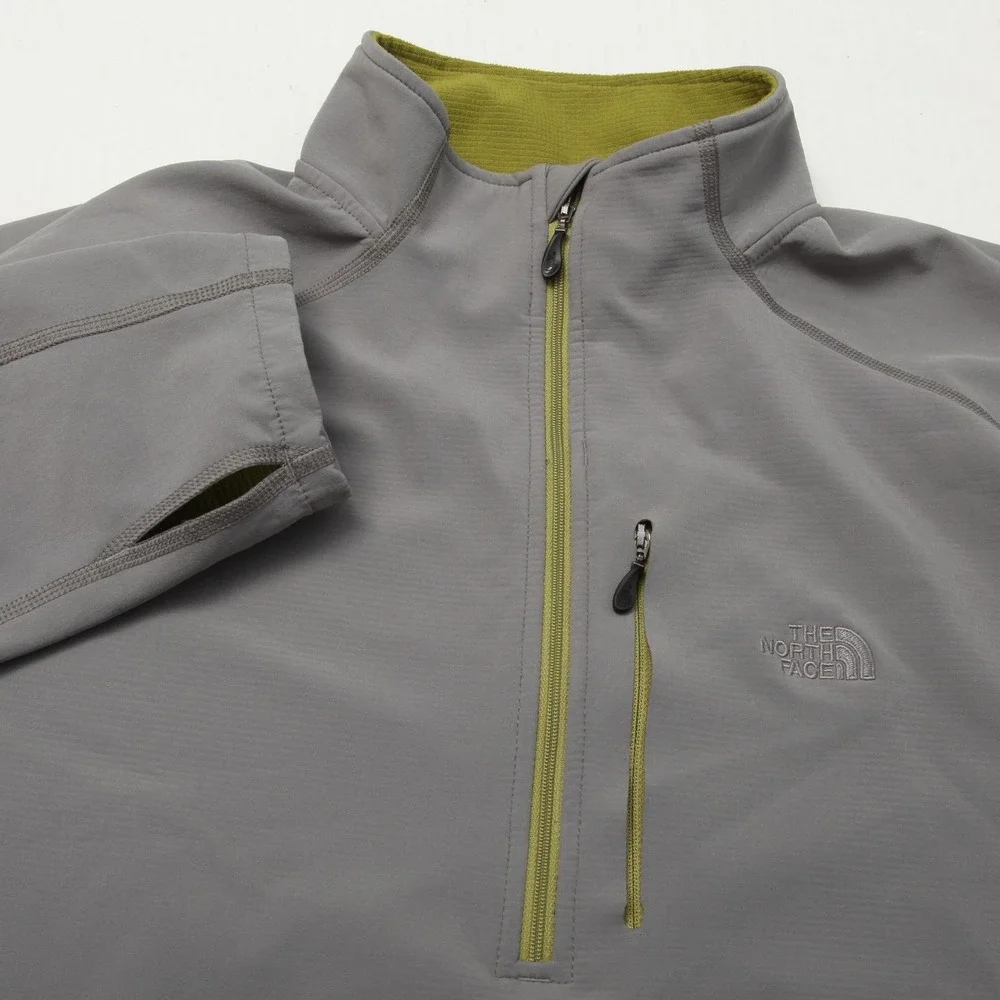 North Face Pullover Mens Large Softshell Jacket Half Zip Outdoor Hiking AEWU